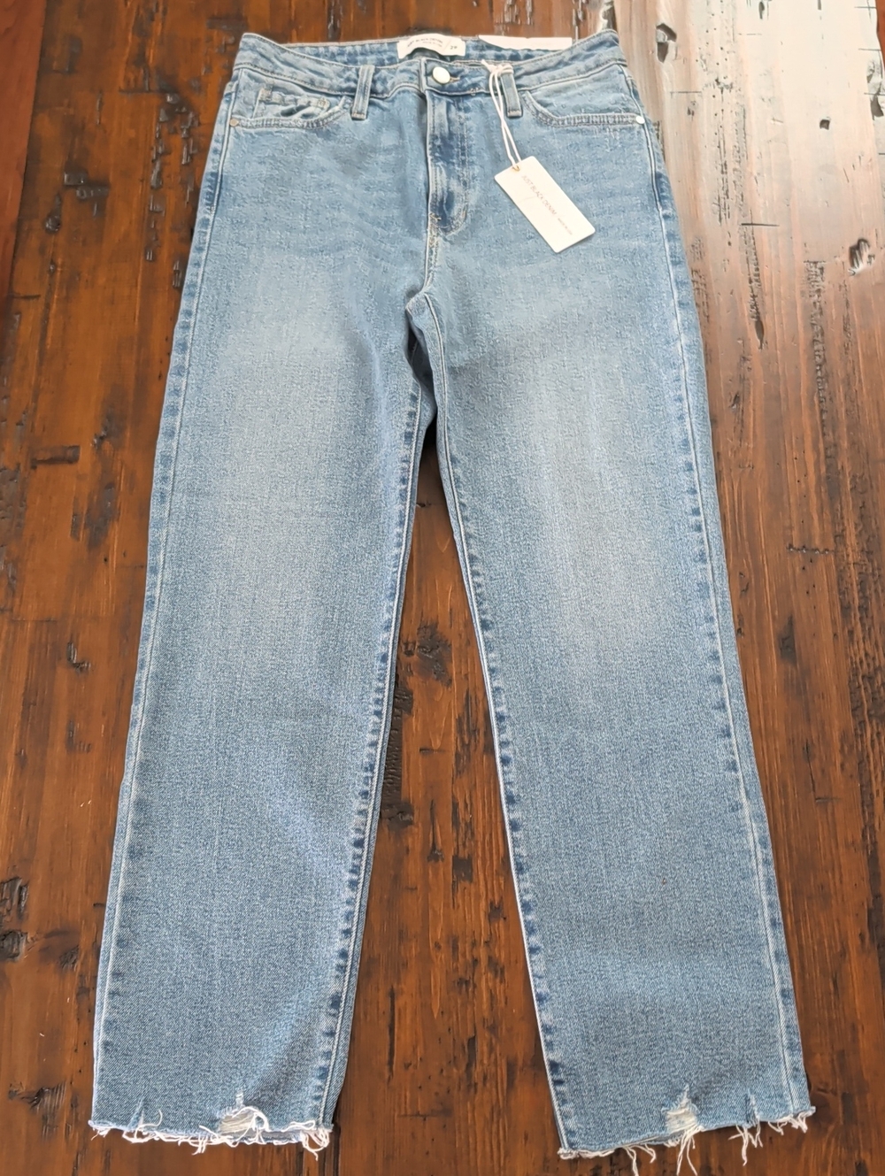 Just Black Denim Light Blue Distressed Straight-Leg Jeans Size 29 New